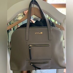Innue Taupe Grey Leather Domed Satchel NWOT Comes w/ Crossbody strap and Dustbag
